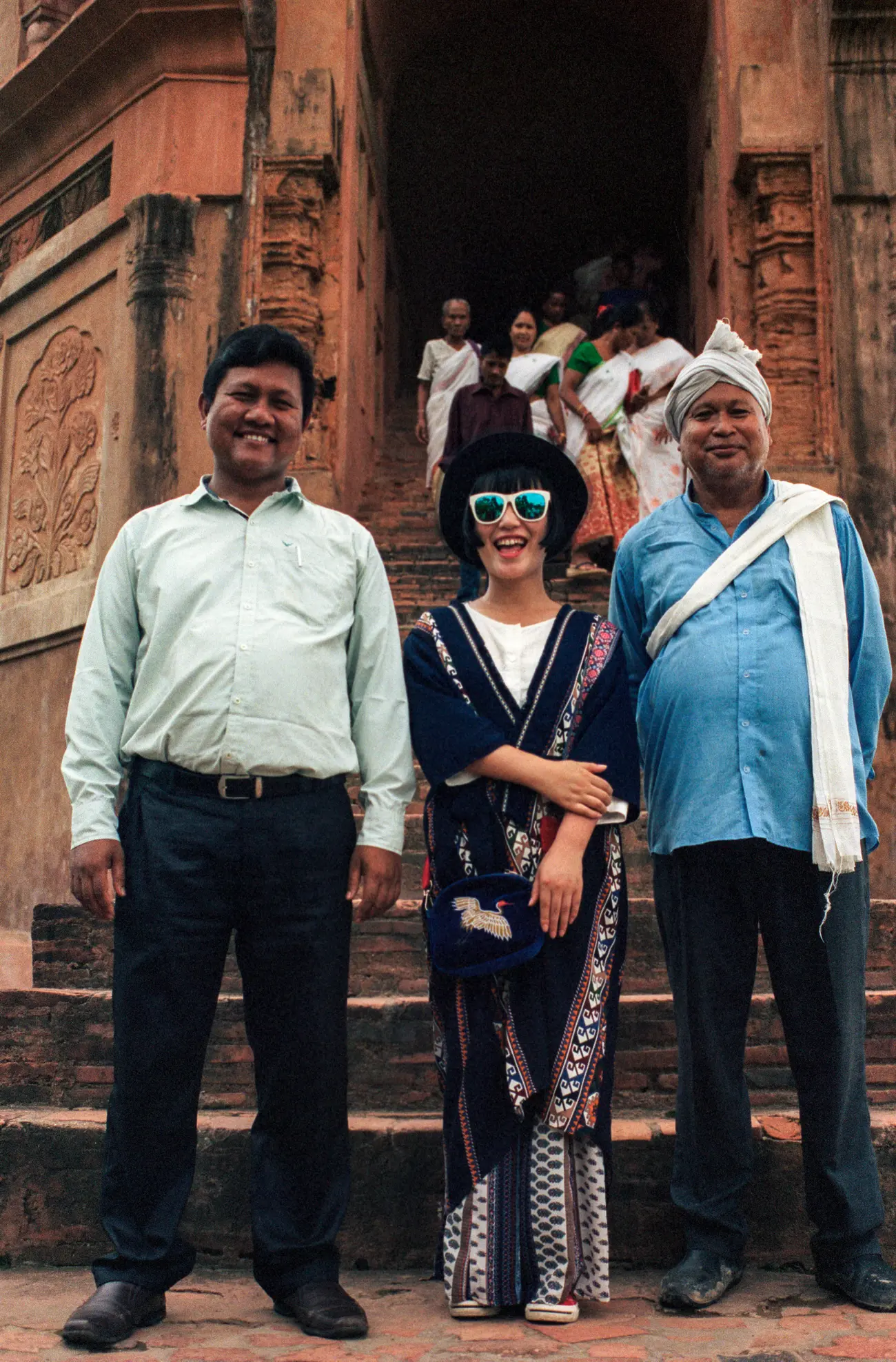 Suphy Liu with local Ahom expert Madhujya (and his uncle)