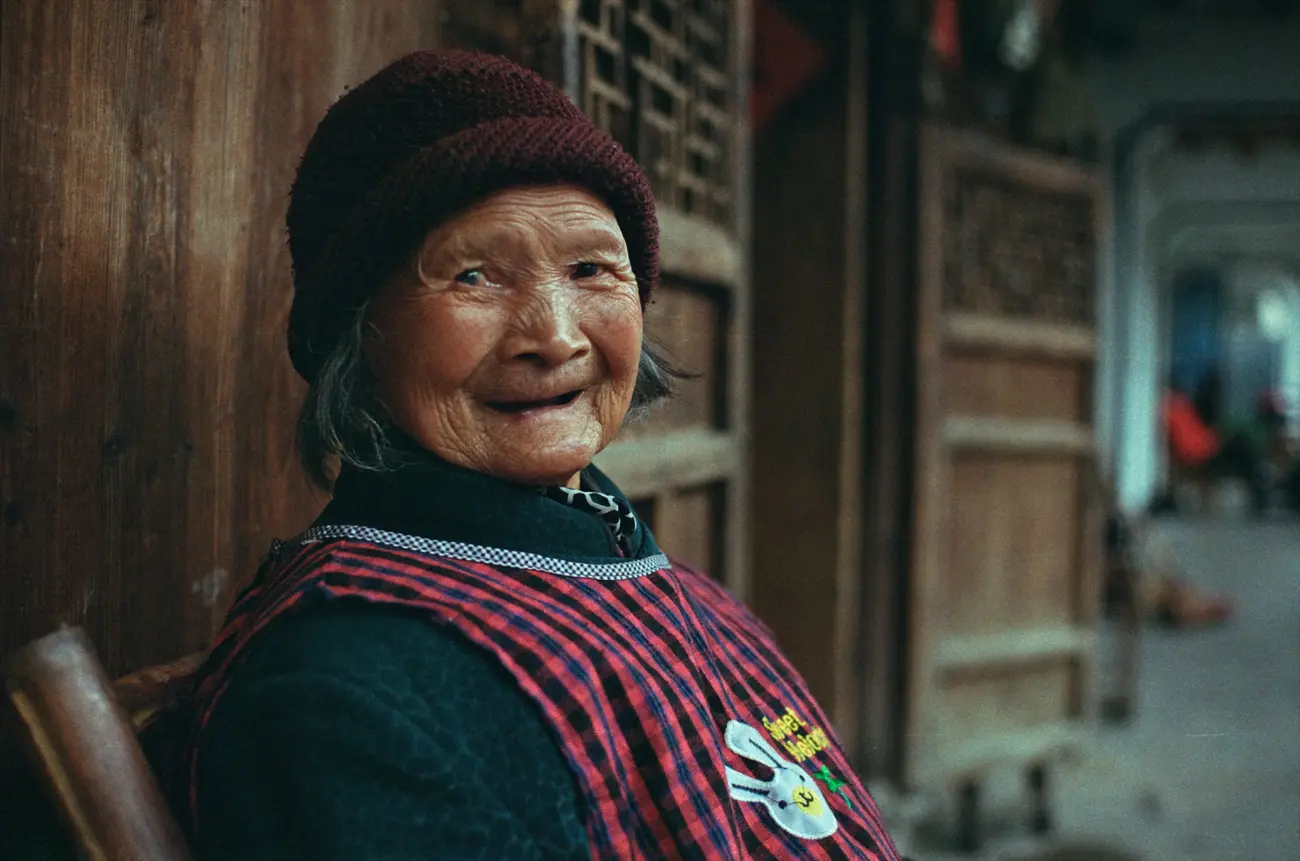 Zhang-nainai's 97 year old mother-in-law never stopped smiling while we filmed around her house.