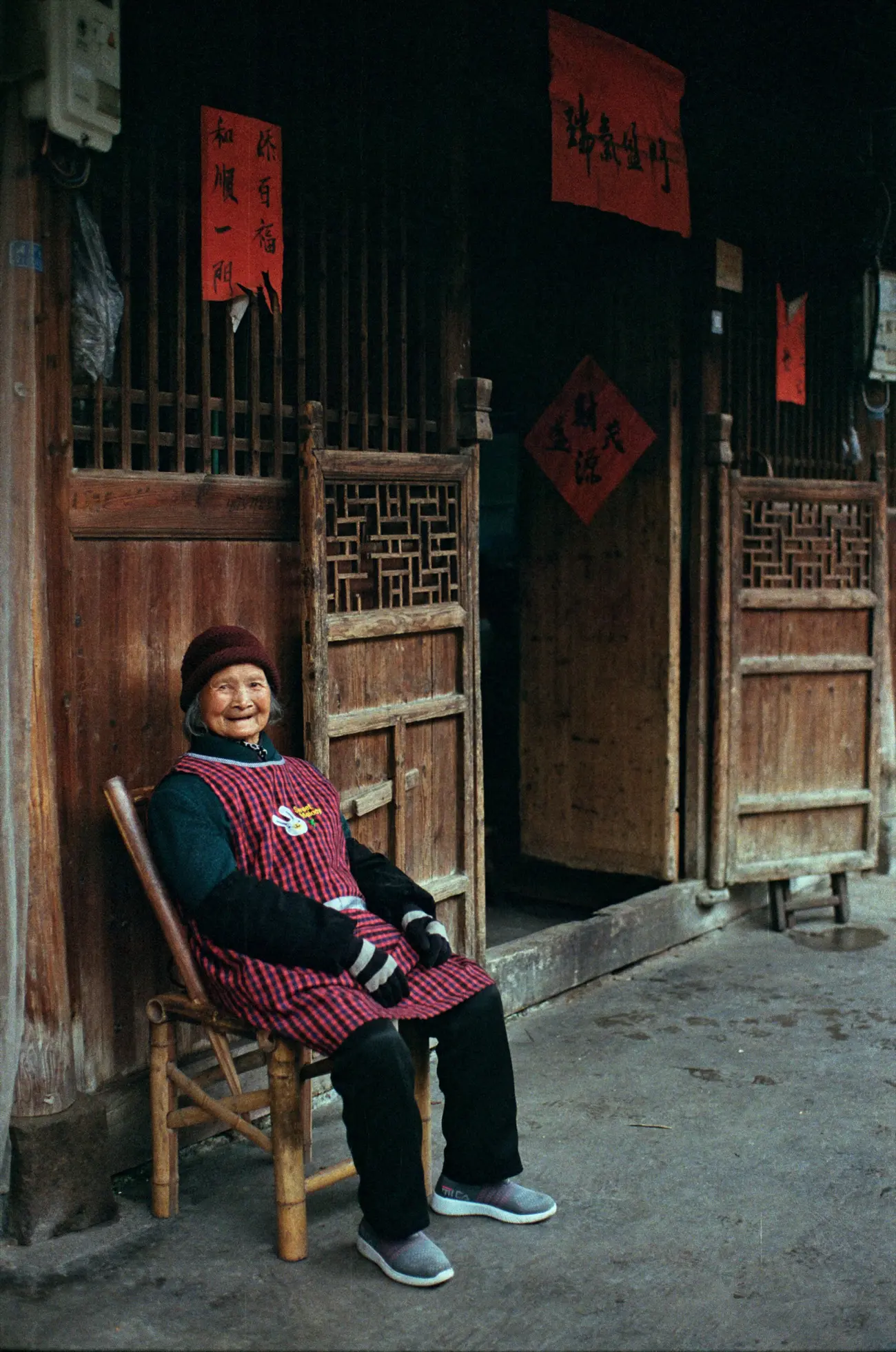 Zhang-nainai's 97 year old mother-in-law never stopped smiling while we filmed around her house.