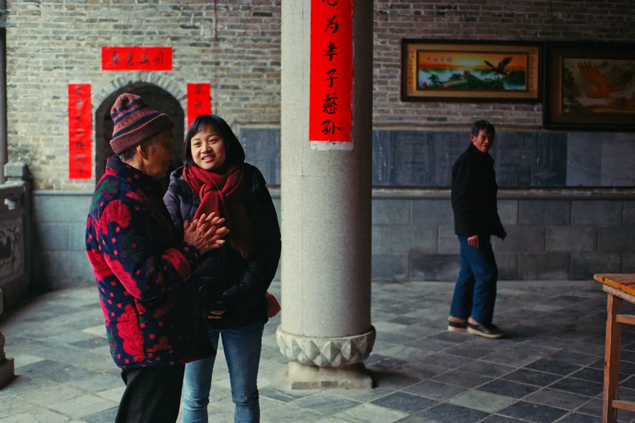 Guo-nainai shows us her family's ancestral hall.
